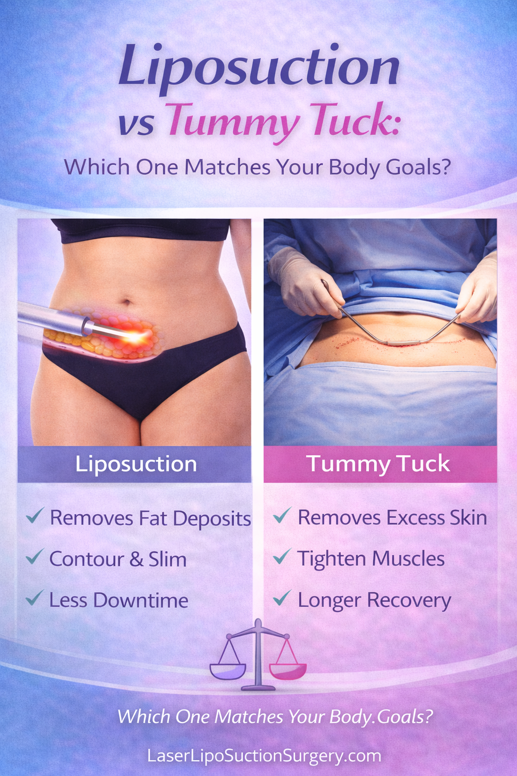 Liposuction vs tummy tuck comparison