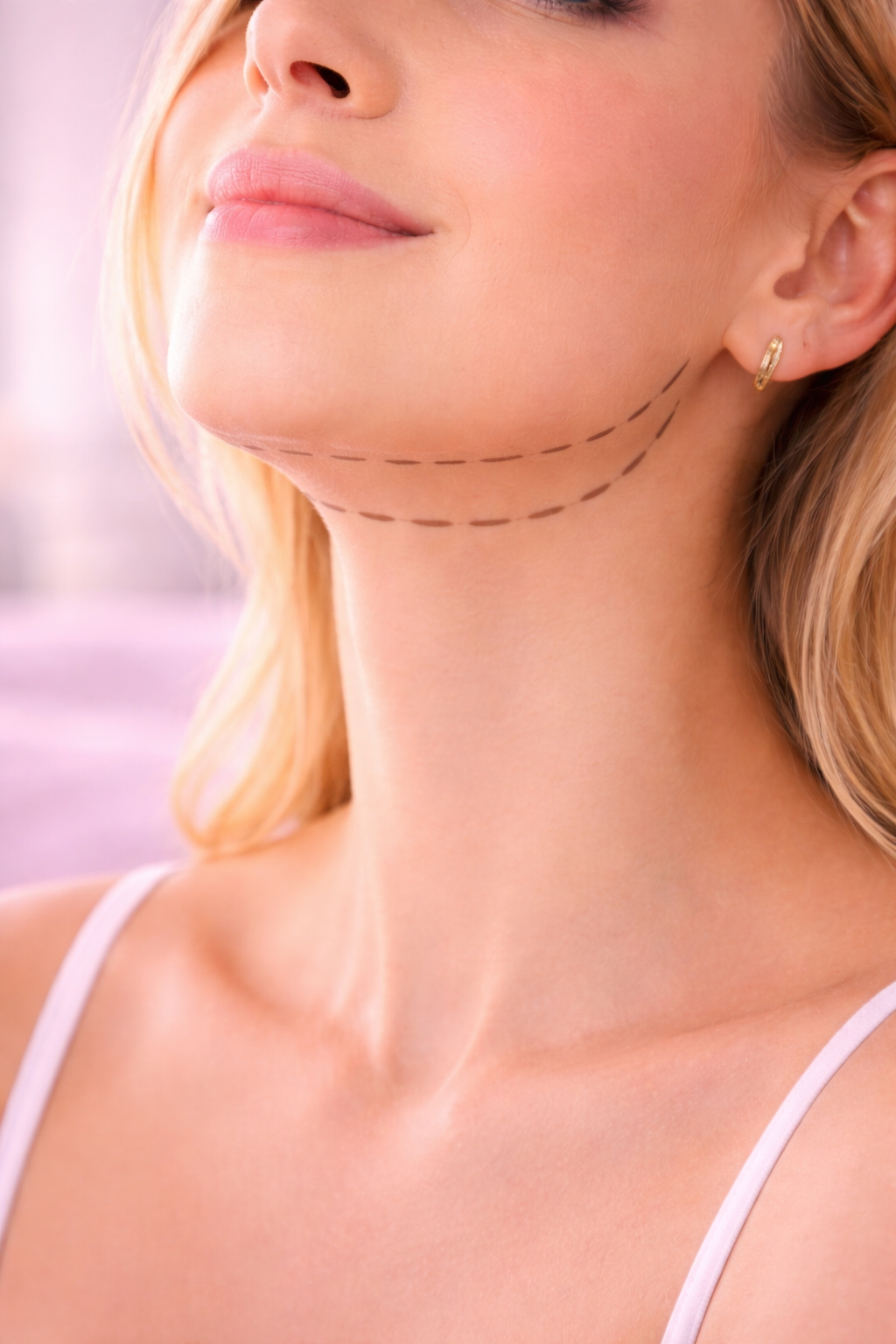 Chin and neck laser liposuction treatment area